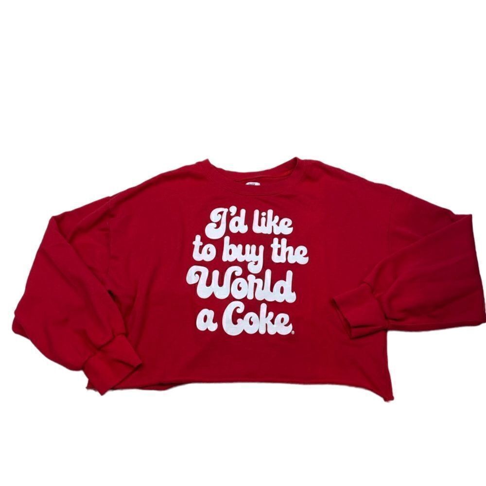 I’d Like to Buy the World a Coke Red Cropped Top Sweatshirt Crewneck Medium